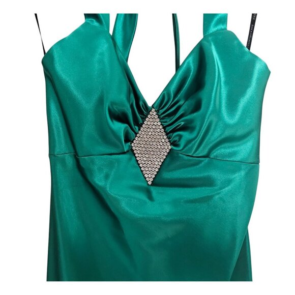 Women's - Jessica McClintock for Gunne Sax Green Satin Formal Gown, Size 7/8 - Picture 4 of 16